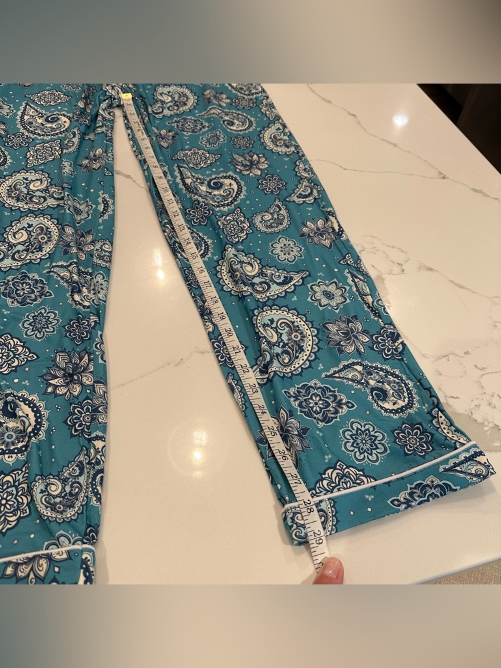 Buttery Soft Teal Paisley Long Sleeve Pajama Set Women L Green Loungewear Cozy - Picture 10 of 11